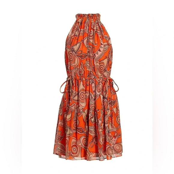 NWT A.L.C. Bella Silk Mini Dress - Floral Halter Pleated Dress - Tropical Resort - Picture 2 of 11